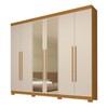 Guarda-Roupa Casal Nubia 6 Portas 4 Gavetas com Espelho 100% Mdf Cinamomo/Off White - Acp Móveis