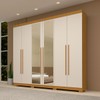 Guarda-Roupa Casal Nubia 6 Portas 4 Gavetas com Espelho 100% Mdf Cinamomo/Off White - Acp Móveis