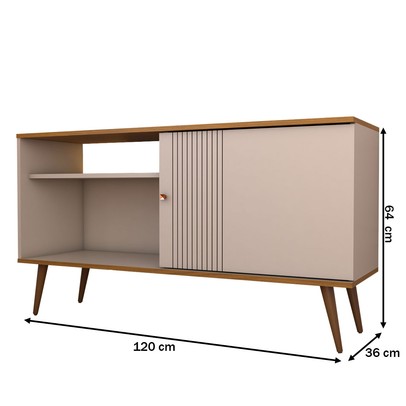 Rack para TV Até 50 Polegadas Retrô 1 Porta 1 Prateleira Cinamomo/Off White - Panorama Móveis