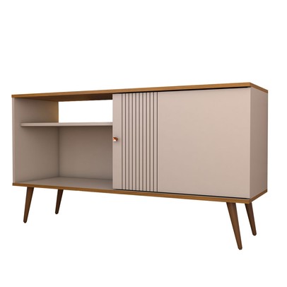 Rack para TV Até 50 Polegadas Retrô 1 Porta 1 Prateleira Cinamomo/Off White - Panorama Móveis