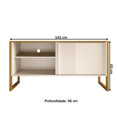 Rack para TV Até 55 Polegadas Retrô 1 Porta 1 Prateleira Cinamomo/Off White - Panorama Móveis