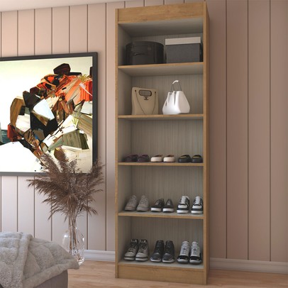 Sapateira França 2 Portas 4 Prateleiras Off Whirte/Nogueira - Panorama Móveis