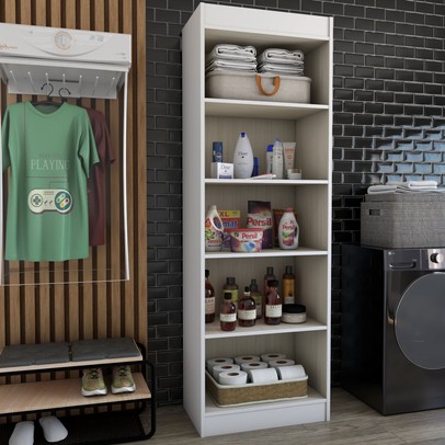 Armário Multiuso França 2 Portas 4 Prateleiras Branco - Panorama Móveis