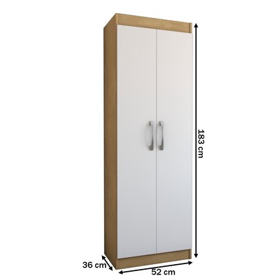 Armário Multiuso França 2 Portas 4 Prateleiras Off White/Nogueira - Panorama Móveis