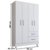 Guarda-Roupa Solteiro Galápagos 4 Portas 2 Gavetas Branco Brilho - Panorama Móveis