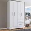 Guarda-Roupa Solteiro Galápagos 4 Portas 2 Gavetas Branco Brilho - Panorama Móveis