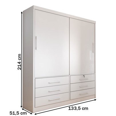 Guarda-Roupa Solteiro Essence 2 Portas 6 Gavetas com Chave Neve - Panorama Móveis
