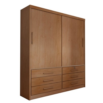 Guarda-Roupa Solteiro Essence 2 Portas 6 Gavetas com Chave Cinamomo - Panorama Móveis