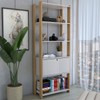 Estante para Livros Industrial 1 Porta 3 Prateleiras Off White/Carvalho - Panorama Móveis