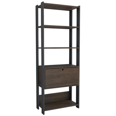 Estante para Livros Industrial 1 Porta 3 Prateleiras Pinho/Preto - Panorama Móveis