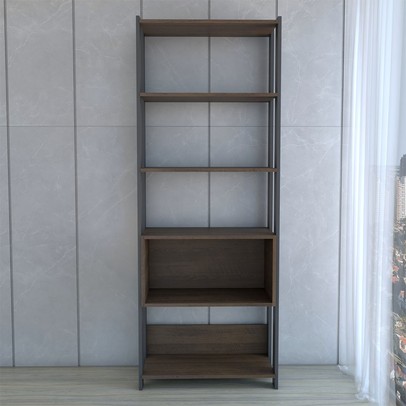 Estante para Livros Industrial 1 Porta 3 Prateleiras Pinho/Preto - Panorama Móveis