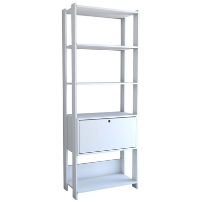 Estante para Livros Industrial 1 Porta 3 Prateleiras Branco - Panorama Móveis