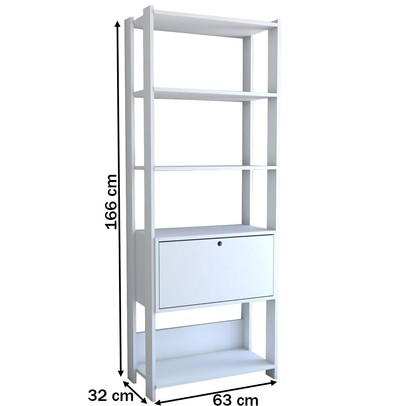 Estante para Livros Industrial 1 Porta 3 Prateleiras Branco - Panorama Móveis