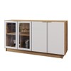 Balcão Buffet Spazio 4 Portas com Vidro Freijó/Off White - Panorama Móveis