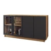 Balcão Buffet Spazio 4 Portas com Vidro Preto Fosco - Panorama Móveis