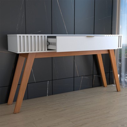 Aparador Deluxe 1 Gaveta Ripado Off White - Panorama Móveis