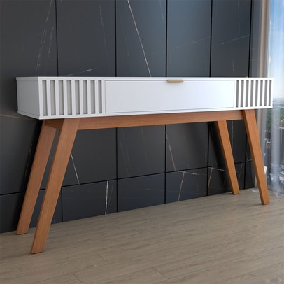 Aparador Deluxe 1 Gaveta Ripado Off White - Panorama Móveis