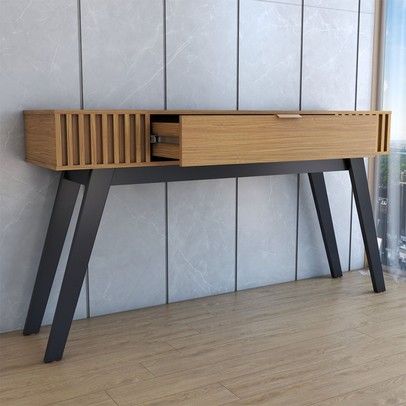 Aparador Deluxe 1 Gaveta Ripado Noce Milano - Panorama Móveis