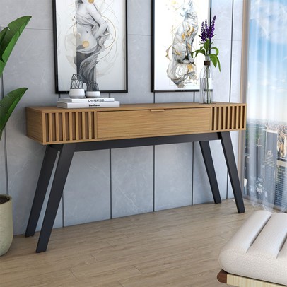 Aparador Deluxe 1 Gaveta Ripado Noce Milano - Panorama Móveis