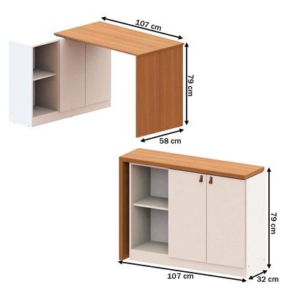 Mesa Escrivaninha Versa Home com Tampo Multifuncional 2 Portas Freijó/Branco - Telasul