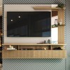 Painel para TV Até 60 Polegadas Sergipe 2 Portas com Espelho e Ripado Carvalho/Off White - Panorama Móveis