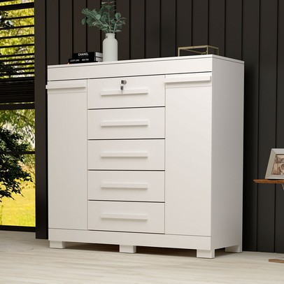 Cômoda Diana 2 Portas 5 Gavetas 100% Mdf Branco - Acp Móveis