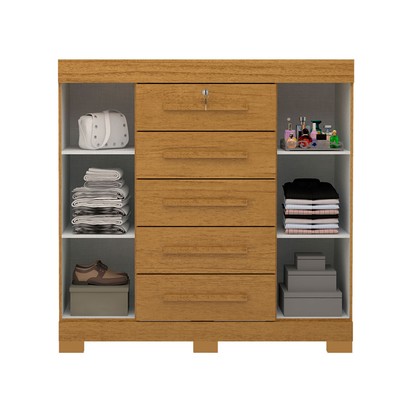 Cômoda Diana 2 Portas 5 Gavetas 100% Mdf Cinamomo - Acp Móveis