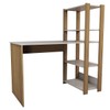 Mesa Escrivaninha Home Office 3 Prateleiras Off White/Carvalho - Panorama Móveis