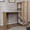 Mesa Escrivaninha Home Office 3 Prateleiras Off White/Carvalho - Panorama Móveis