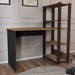 Mesa Escrivaninha Home Office 3 Prateleiras Pinho/Preto - Panorama Móveis