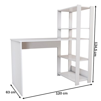 Mesa Escrivaninha Home Office 3 Prateleiras Branco - Panorama Móveis