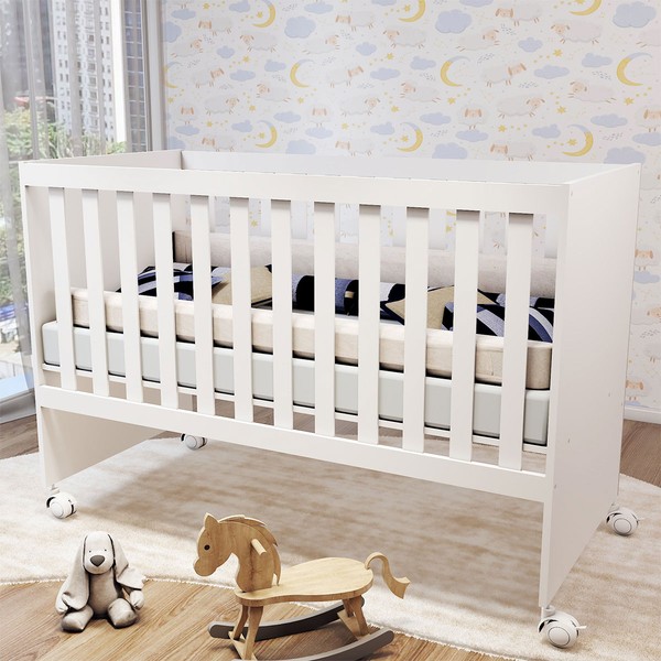 Berço Soninho com Rodízios Branco - Panorama Móveis
