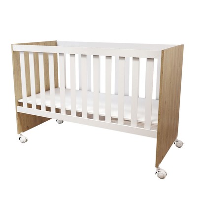 Berço Soninho com Rodízios Carvalho/Branco - Panorama Móveis