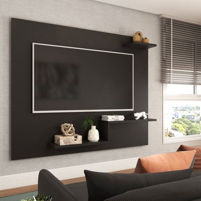 Painel para TV Até 43 Polegadas La Casa 3 Prateleiras Preto - Panorama Móveis