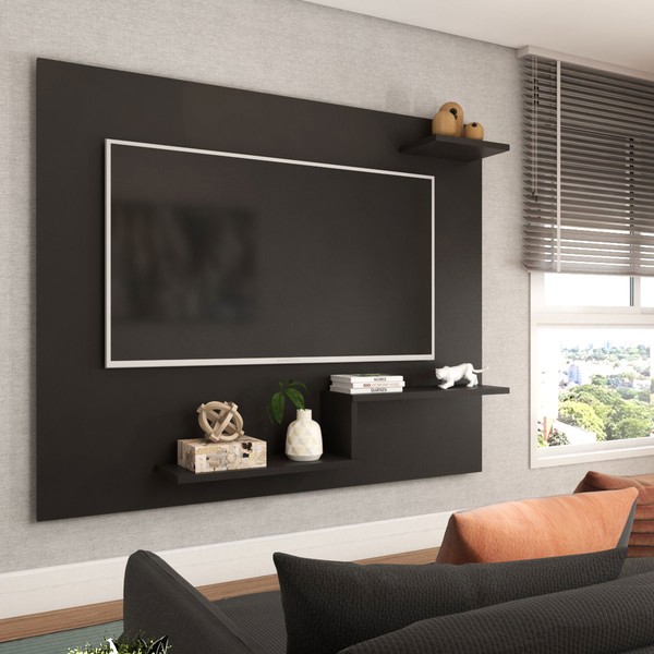 Painel para TV Até 43 Polegadas La Casa 3 Prateleiras Preto - Panorama Móveis