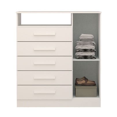 Cômoda Madri 1 Porta 5 Gavetas 100% Mdf Branco - Acp Móveis