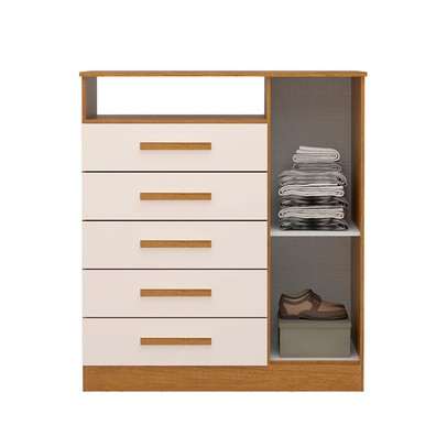 Cômoda Madri 1 Porta 5 Gavetas 100% Mdf Cinamomo/Off White - Acp Móveis