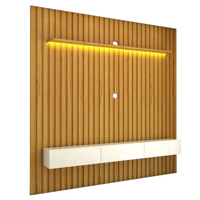 Painel para TV Até 85 Polegadas Imperial 3 Gavetas Ripado 100% Mdf Naturale/Off White - Panorama Móveis