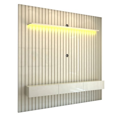 Painel para TV Até 85 Polegadas Imperial 3 Gavetas Ripado 100% Mdf Off White - Panorama Móveis