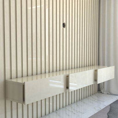 Painel para TV Até 85 Polegadas Imperial 3 Gavetas Ripado 100% Mdf Off White - Panorama Móveis