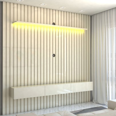 Painel para TV Até 85 Polegadas Imperial 3 Gavetas Ripado 100% Mdf Off White - Panorama Móveis