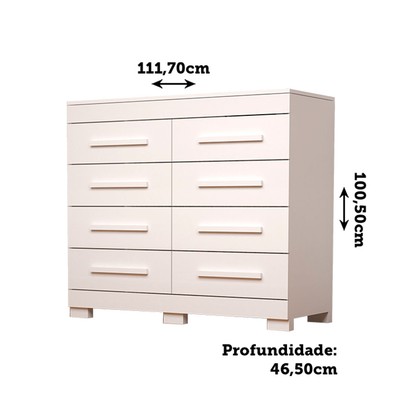 Cômoda Nalu 8 Gavetas 100% Mdf Branco - Acp Móveis