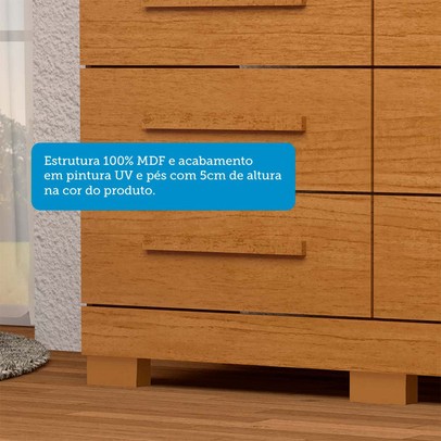 Cômoda Nalu 8 Gavetas 100% Mdf Cinamomo - Acp Móveis