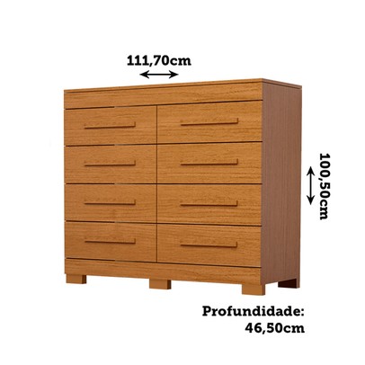 Cômoda Nalu 8 Gavetas 100% Mdf Cinamomo - Acp Móveis