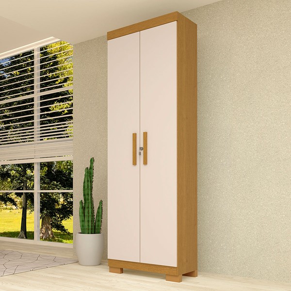 Armário Multiuso Irís 2 Portas 5 Prateleiras Cinamomo/Off White - Acp Móveis