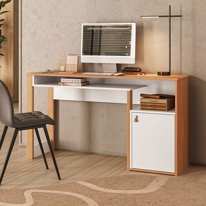 Mesa Escrivaninha Versa Home Telasul 1 Porta Freijó /Branco - Telasul