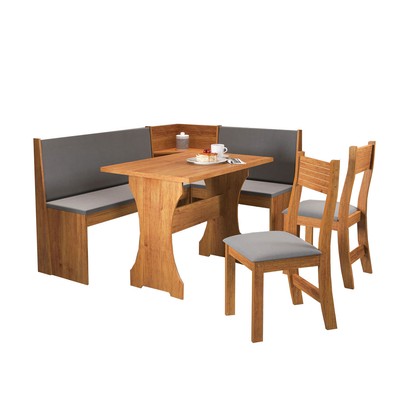 Canto Alemão Romeo 6 Lugares Mel/Grafite - Panorama Móveis