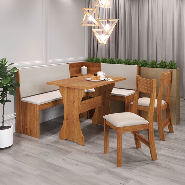 Canto Alemão Romeo 6 Lugares Mel/Marfim - Panorama Móveis