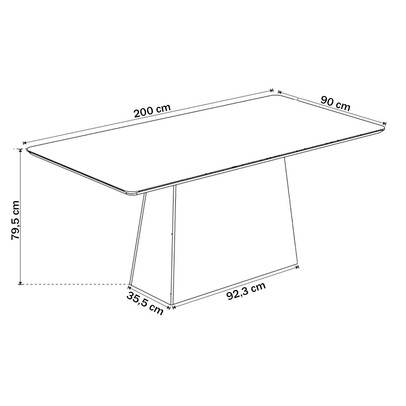 Mesa de Jantar 8 Lugares Bariloche com Vidro Mel/Off White/Marim - Panorama Móveis