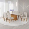 Mesa de Jantar 8 Lugares Bariloche com Vidro Mel/Off White/Marim - Panorama Móveis